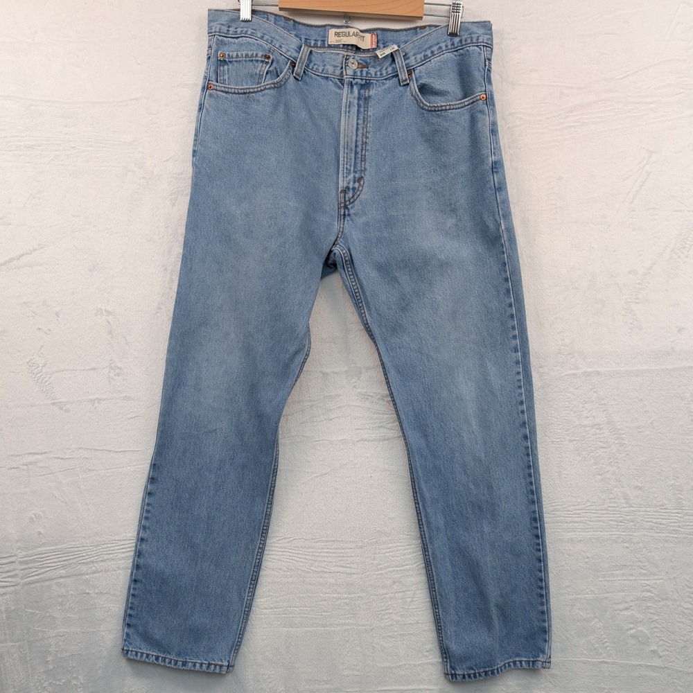 VTG Levi's 505 Jeans Mens 38x32 Blue Light Wash Straight Leg Zip Fly Red Tab Y2K